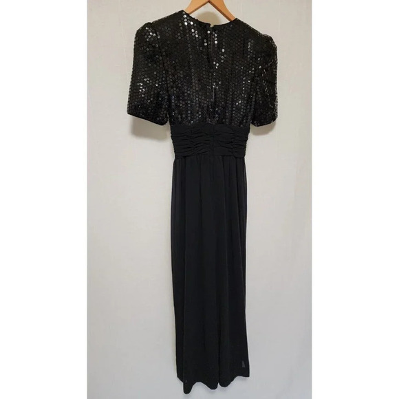 80s 90s Womens Vintage Jumpsuit Black Sequins Size 5/6 Wide Leg - Picture 5 of 8